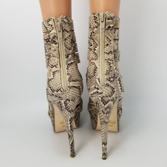 Anne Michelle Flashback-08 Platform Heels Snakeskin Lace Up Shoe Size 9 - Picture 4 of 12